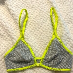 Calvin Klein Gray Bra with Yellow Trim